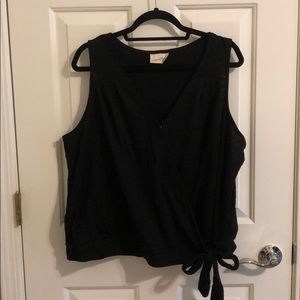 Wrap tie waist sleeveless top